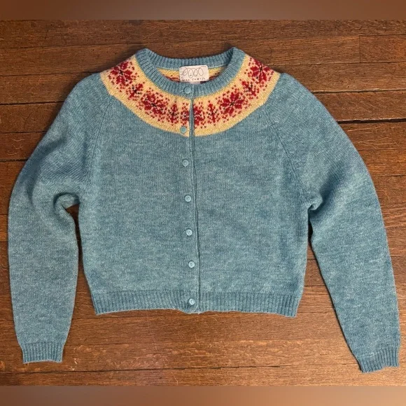 Vintage like new Free People fair isle cardigan sweater - Picture 1 of 6
